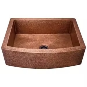Fregadero de lavabo de cobre hecho a mano, acabado Premium duradero, diseño elegante único, perfecto para cocinas modernas y vintage - Product Image 2