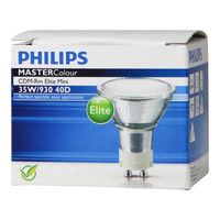 MASTERColour CDM-Rm Elite Mini 39.1W Lámpara reflectora tubular de haluro metálico cerámico con revestimiento de aluminio GX10 MR16 25D 3000K CRI 90 UV