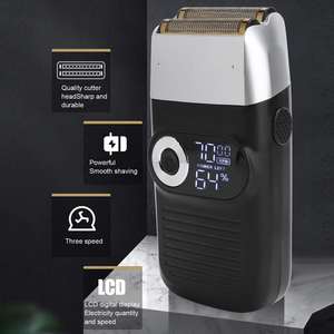 Rasoir électrique à lames mobiles rechargeable par USB pour homme, double lame, lavable, étanche (IPX7) pour le rasage du visage, utilisation en camping-car, version allemande - Product Image 5