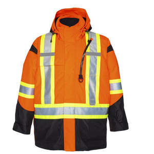 Hi Vis impermeable LED Flash ropa de trabajo de invierno logotipo personalizado bolsillo con cremallera con capucha protección de construcción ropa de seguridad para hombres - Product Image 2
