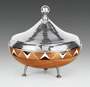 Luxury High Quality Eco-Friendly Wooden Stainless Steel Handcrafted Casserole Serving <b>Pot</b> Classic Covered Bowl All Stoves - Product Image 4