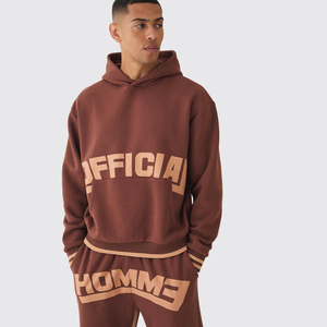 Chándal informal de moda OEM con logotipo personalizado para hombre, chándal estampado de lana de algodón, conjunto de dos piezas de talla grande para invierno - Product Image 2