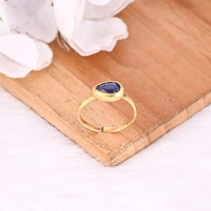 Natural Kyanite Gemstone Solid 925 Sterling <b>Silver</b> Yellow Gold <b>Plated</b> Adjustable Ring Fine Jewelry Engagement Gifts - Product Image 4
