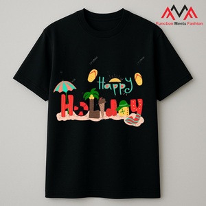 T-shirt décontracté à manches courtes en coton noir personnalisé, fabrication OEM ODM, fournisseur d'usine, impression unisexe - Product Image 6