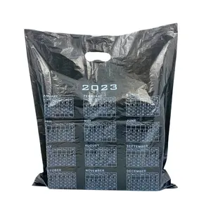 カスタム100% リサイクル可能なダイカットプリント商品パンチクリアプラスチックショッパーLDPEハンドルショッピングスーパーマーケットバッグバッグ