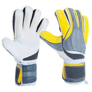 Gants de gardien de but professionnels jaune néon et bleu, paume en cuir, imperméables, respirants, antidérapants, durables, pour le football - Product Image 1