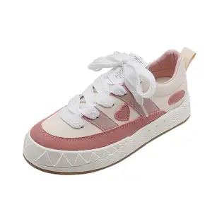 Xrh Wholesale Spring Pu Valentine's Day Gift Pink Love Custom Shoes Walking Round Vulcanize Canvas Sneaker Shoes For Women