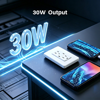 ETL Onaylı 30W 2 USB-C Şarj Cihazlı Çift Prizli Duvar Soketi 15A 125V ABD Elektrik Prizi QC3.0 AFC FCP SCP Apple 2.4A Desteği