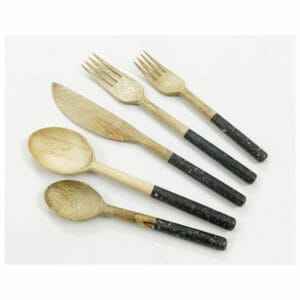 Juego de cubiertos hechos a mano portátil con mango de madera y latón Artículos desechables de nuevo diseño para el regreso a la escuela - Product Image 5