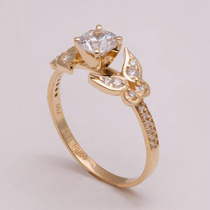Elegante Anillo de Compromiso con Diseño de Mariposa en Oro Sólido de 18K con Diamantes de Laboratorio Certificados por IGI, Estilo Eternidad, Anillo de Boda Apilable a Juego - Product Image 3