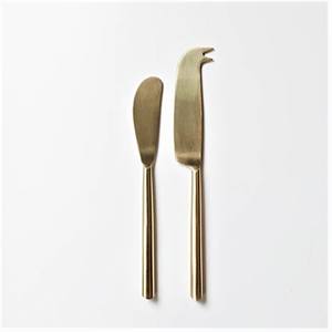 Cuchillo de latón Tenedor Queso Pastel de cumpleaños y plato Juego de cubiertos de viaje - Product Image 1