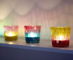 Bougeoir en verre classique, coloré, européen, multi-tailles, en mosaïque de verre, pour la décoration de la maison - Product Image 5