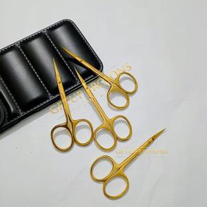 Tijeras Profesionales para Bebés de Acero Inoxidable con Cuchilla Curva de Plasma Dorado, Instrumentos de Belleza con Logotipo Personalizado - Product Image 5