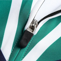 Ensemble de survêtement en polyester pour homme, bleu marine, vert, blanc, motif chevron, veste à fermeture éclair intégrale et pantalon, fabricant OEM, usine, logo personnalisé