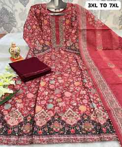 Seda de muselina de diseño de Bollywood con estampado y trabajo manual, pantalón Kurti y Fabricante Mayorista Dupatta de Surat - Product Image 3