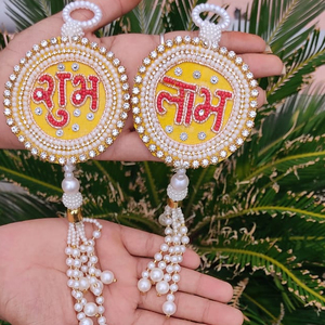 Welcome Prosperity <b>Gota</b> Patti Shubh Labh Door Hangings for Diwali Traditional Indian Home Decor Wall Hanging Free Shipping - Product Image 2