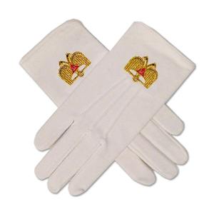 32nd Degree Scottish Rite Masonic Embroidered Cotton Gloves - [<b>White</b>] Embroidered Masonic Symbol One Size Fits Most - Product Image 2