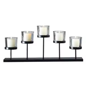 Bougeoir plaqué noir fait à la main de qualité supérieure support personnalisable de haute qualité en métal décoration de la maison impression dorée noël - Product Image 5