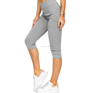 Leggings Capri de Yoga Basiques pour Femme, Doux et Unis, Taille Mi-Haute, Longueur 3/4 (Jusqu'au Genou), Effet Coton, pour la Gym et l'Entraînement, Collants d'Été - Product Image 5