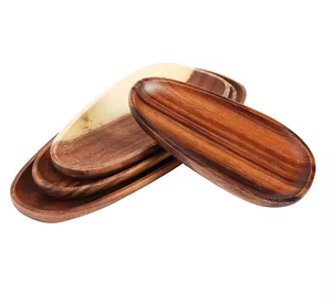 Assiettes en acacia Assiette de service en bois de taille ronde Produit de qualité supérieure fabriqué à la main et durable par l'artisanat en croissant - Product Image 4