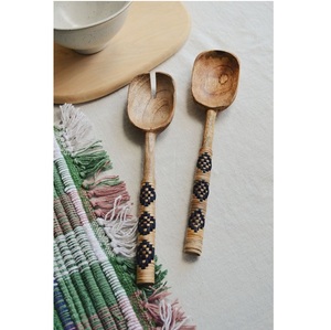 Juego de servidor de ensalada con estampado de esmalte de madera de mango, vajilla de Restaurante elegante para el hogar, cubiertos de decoración para bodas - Product Image 2