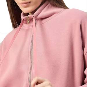 Sudadera con capucha personalizada para mujer de alta calidad 100% algodón de lana rosa patrón sólido bajo MOQ alta demanda un conjunto de Color personalizado para invierno - Product Image 3