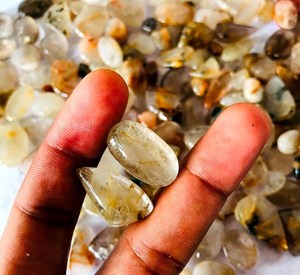 หินควอตซ์เจียระไนแบบหลังเบี้ยสีทองขัดเงารูปร่างผสม15x20มม. ถึง20x40มม. หินหลวมสำหรับทำเครื่องประดับ - Product Image 6