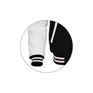 Chaqueta universitaria de alta calidad OEM para hombre, letras de béisbol personalizadas con mangas de cuero con cuello levantado bordado para tallas grandes - Product Image 5