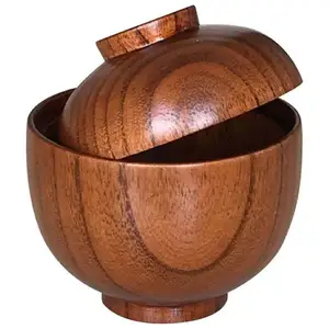 Server Bowl Acacia Wooden Bowl With Lid Cover Handmade Solid Quality Material Kitchen Tools Dishware Server Bowl