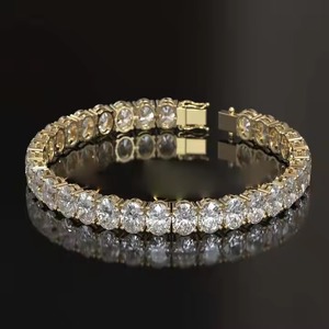 Bracelet Moissanite en or 14 carats, argent, or rose cultivé en laboratoire avec diamant rond CVD pour cadeau de Noël - Product Image 1