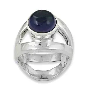 แหวนเงินแท้ 925 ประดับพลอยสีน้ำเงินทรงรี ดีไซน์หรูหรา ชุบโรเดียม เทคโนโลยีฝังประณีต สำหรับผู้หญิง - Product Image 3