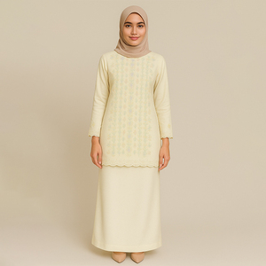 Juego de Baju Kurung modesto bordado para bodas y ocasiones musulmanas Poliéster cómodo de talla grande y características antiestáticas - Product Image 2
