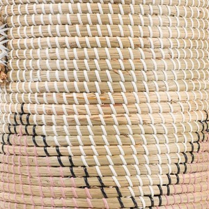 Diamond Design Round Sewing Seagrass <b>Basket</b> Handmade <b>Storage</b> <b>Basket</b> Wholesale eco-friendly Made in Viet Nam - Product Image 3
