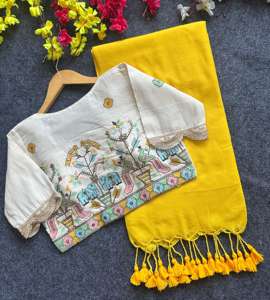 Fabricant et fournisseur de chemisiers et de saris en coton Khadi avec broderie de Surat à prix de gros - Product Image 6