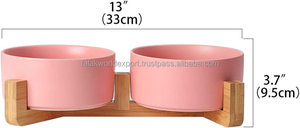 Cuenco elevado antideslizante de cerámica pulida y madera para mascotas con soporte para perros y gatos de Falak World Export - Product Image 6