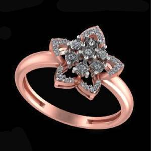 แหวนเพชรทรงดอกไม้สไตล์วินเทจ ทำจากทองคำโรสโกลด์ 14K/18K สำหรับงานแต่งงาน ครบรอบแต่งงาน หรือเป็นของขวัญหมั้น ด้วยเทคนิคการฝังแบบกรงเล็บ - Product Image 3