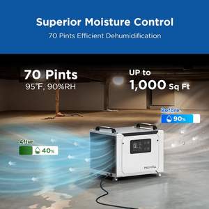 Deshumidificador Comercial Moiswell de 70 Pintas con Manguera de Drenaje |   Deshumidificador Compacto para Espacios Reducidos, para Sótanos, con Descongelación Automática - Product Image 3