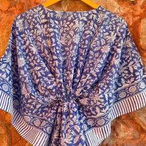 Caftan indien fait à la main en coton Maxi robe pour femmes décontracté Floral main bloc impression vêtements de nuit naturel lavable plage couverture robe - Product Image 2