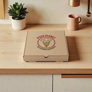 Cajas rectangulares personalizadas para pizza con logotipo, papel Kraft biodegradable reciclable ecológico, aptas para microondas, restaurantes para llevar - Product Image 6