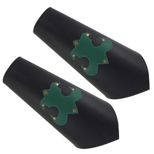 Ensemble de manchettes à brassards verts à lacets médiévaux Artisanat en cuir véritable - Product Image 6