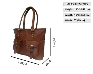 Artist's Creation Women's Genuine Brown Leather Fashion Shoulder <b>Tote</b> <b>Bag</b> Zipper Closure Cotton Lining for Office Laptop <b>Work</b> - Product Image 5