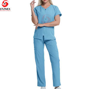 Uniformes Médicos de Mujer, Estilo Nuevo, Conjuntos de Uniformes Modernos y Elegantes, Venta al por Mayor, Personalizados, de Alta Calidad, Tejidos, Uniformes de Enfermera de Manga Corta - Product Image 6