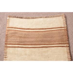 Vintage Turkish Kilim Oversize Rug 2.6x4.6 ft, <b>Brown</b> Check Rug <b>Wool</b> - Product Image 5