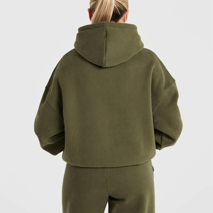 Sudaderas y sudaderas cortas de cuello alto con cremallera para mujer Sudaderas con capucha cortas de cuello alto con cremallera para mujer - Product Image 4