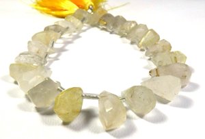 Cuarzo rutilo dorado 8 \ "Strand Faceted Cut Piedras preciosas sueltas 10,5-14mm Cuentas de lágrima de pepita de cuarzo dorado natural" - Product Image 2