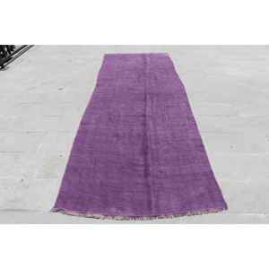 Alfombra de pasillo vintage de 3.9x11.2 pies, alfombra turca, alfombra abstracta morada - Product Image 1