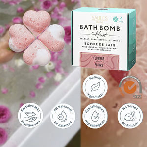 Juego de Bombas de Baño Personalizadas de 360 g, 4 Piezas con Aroma Floral, Relajante Baño de Burbujas con Sal Marina en Forma de Corazón para Pedidos OEM - Product Image 5