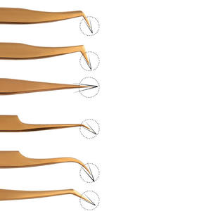 Pinzas para pestañas de acero inoxidable de gran venta, juego de 6 piezas, Punta puntiaguda, material de baja tasa y alta calidad, servicios OEM y ODM - Product Image 6
