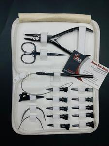 Kit de pinces d'extension de cheveux en acier inoxydable professionnel Plasma noir de qualité supérieure comprenant l'extension de cheveux à l'aiguille à coudre Ciseaux C - Product Image 3