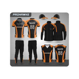 Conjunto de uniforme deportivo Prohawke Cricket con opciones de tamaño de logotipo de color de nombre de equipo personalizable - Product Image 1